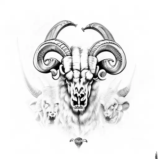 Ram Skulls Headbutting With Horns Creating Love Heart Shape