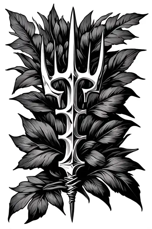 Broken Trident Surrounded By Caesalpinia Pulcherrima Flower