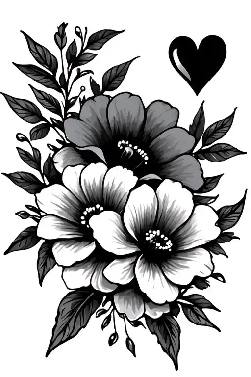 Memorial Tattoo For Grandma With Hearts And Flowers