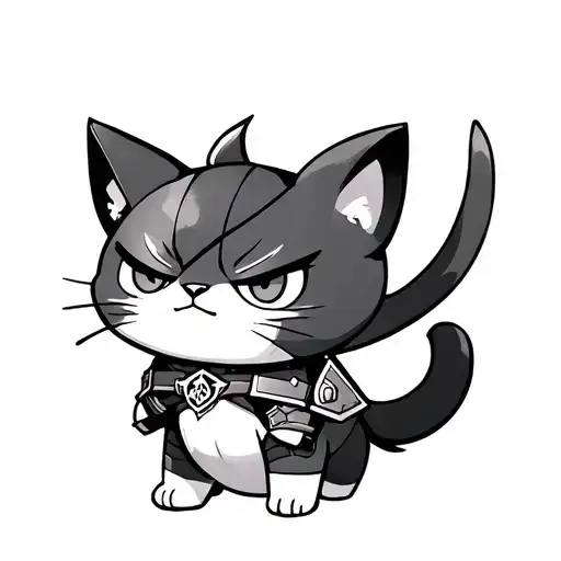 Warrior Chibi Cat Cute But Angry