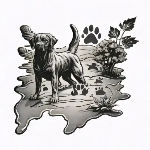 Kids And Dog Footprints