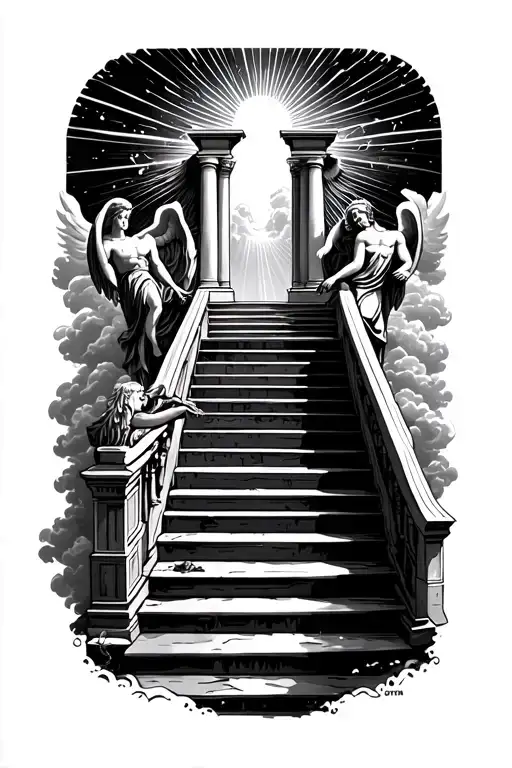 Stairway To Heaven Walking Up Stairs Angels Sun Rays Clouds Heaven Gate At The Top Of The Stairs