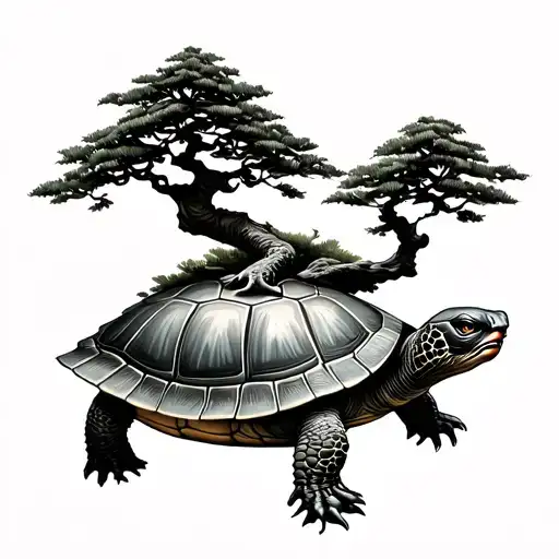Bonsai Tree Growing Out Of Turtle's Back