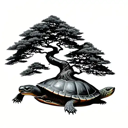 Bonsai Tree Growing Out Of Turtle's Back