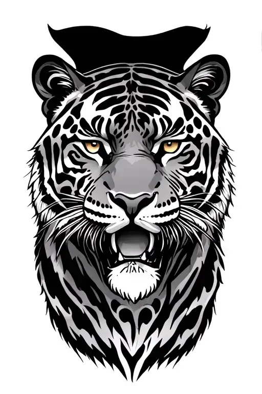 American Traditional Tiger And Jaguar