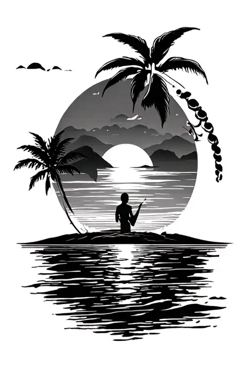 Bali Sun Setting Incorporating Elements