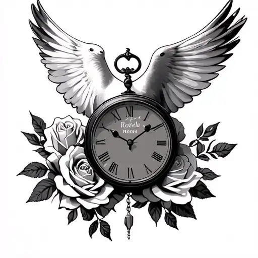 Dove Flying Rose Rosary Clock Baby Name Roselle