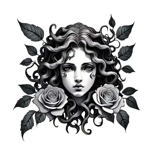 Medusa Head And Roses