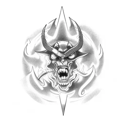 Devil Welding Engine With Turbo Surrounded With Fire