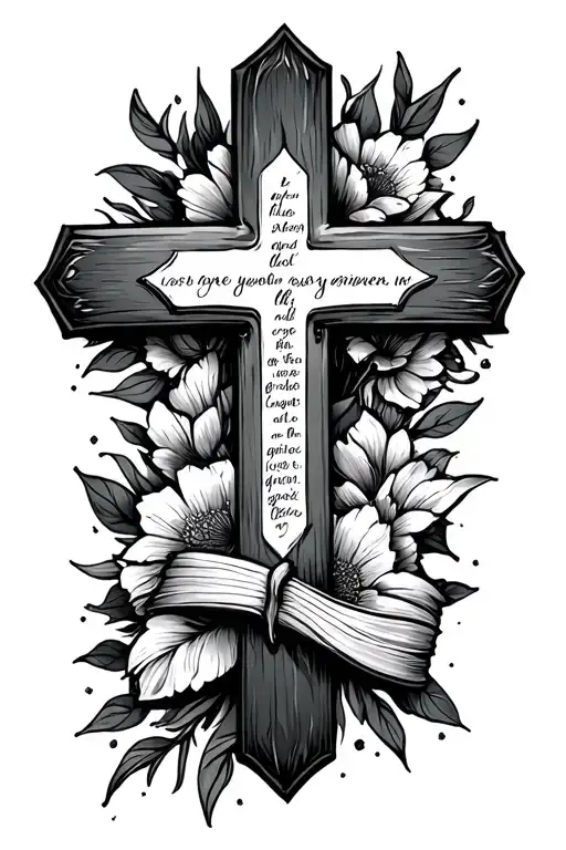 Cross Tattoo With Bible Scripture
