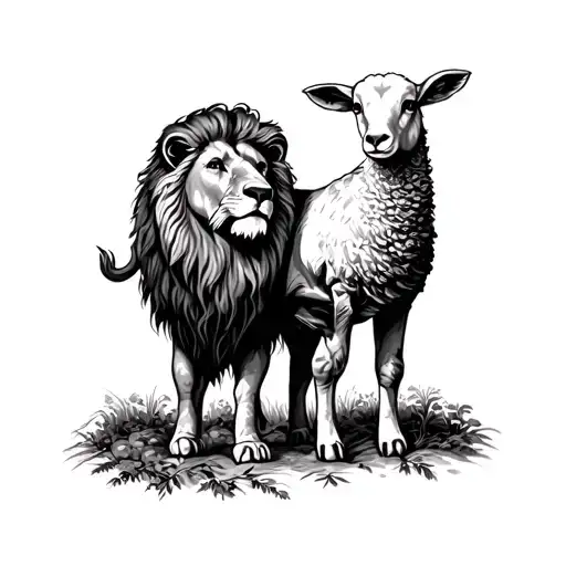 Lion And Lamb American Traditional Style
