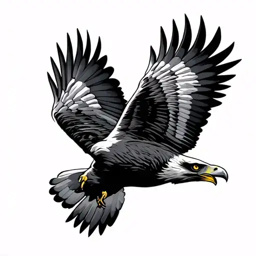 Hawk Flying Made Of Machine Parts