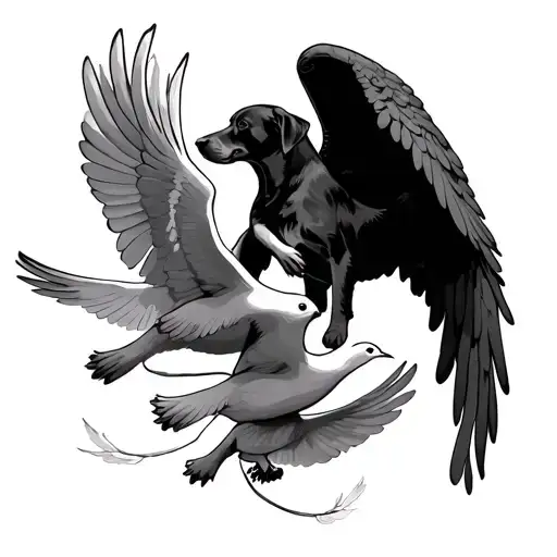 Dog Angels Heaven Gates Doves Flying