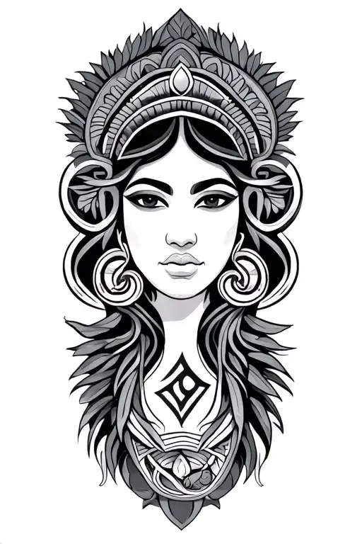 Polynesian Style Tattoo With Virgo Zodiac Sign