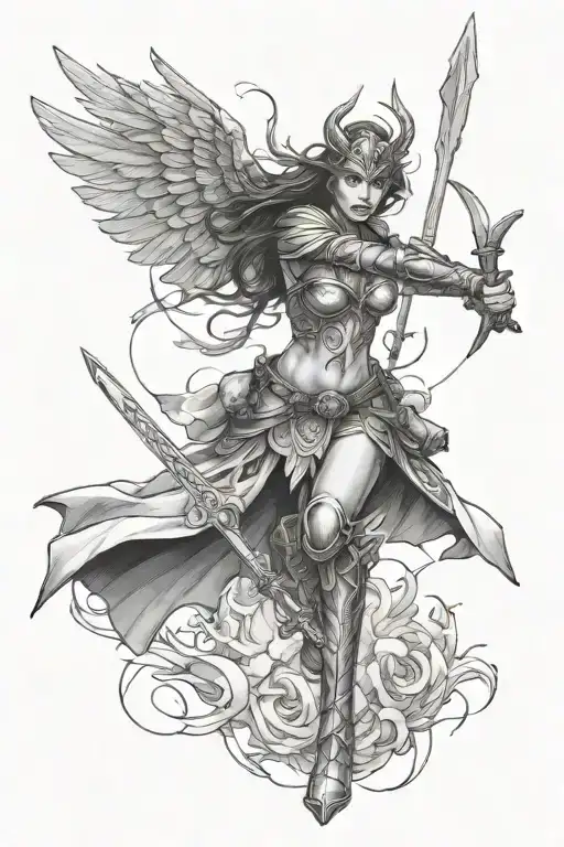 Valkyrie Warrior Woman In Battle Nors Mithology Sleve