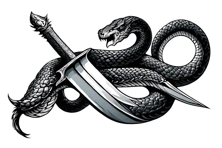 Sword Going Through A Snake Simple