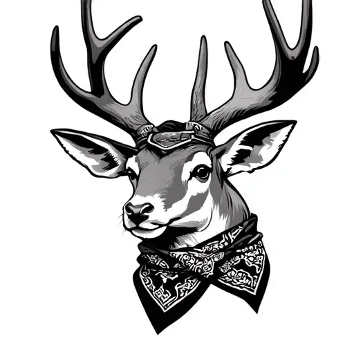 Jackalope With Cowboy Bandanna Tied Around Its Neck