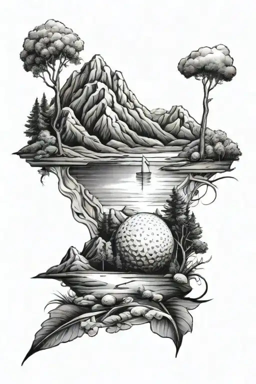 Nature And Golf With Mountain Peak Background