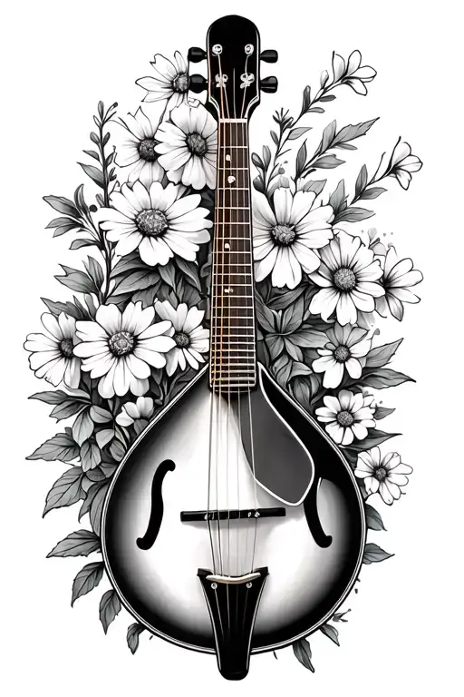 Mandolin Surrounded By Wildflowers