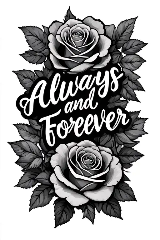 Always And Forever Written With Roses Going Around