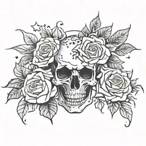 Skull And Roses And Stars