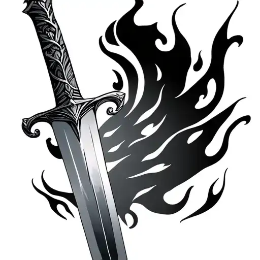 Saracen Sword With Flames Left Arm Sleeve