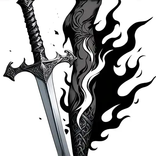 Saracen Sword With Flames Left Arm Sleeve