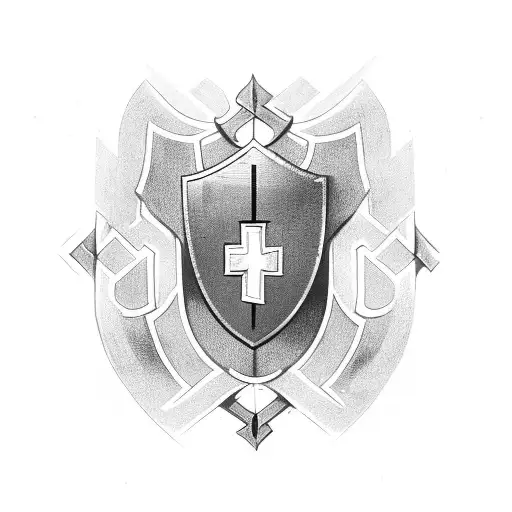 Shield With Christian Cross On It