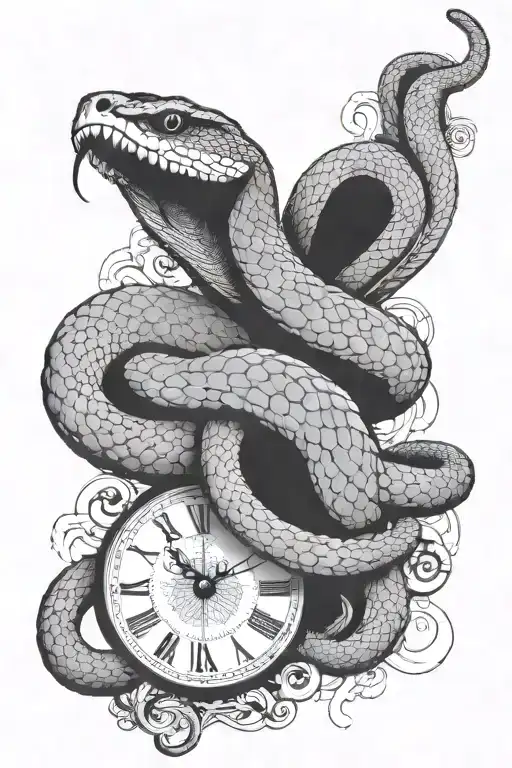 Snake Devouring The Clock With Soul Word On North