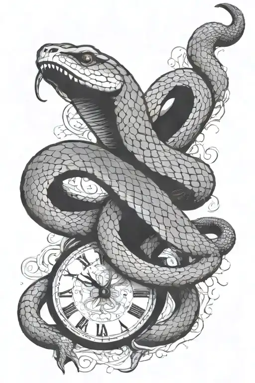 Snake Devouring The Clock