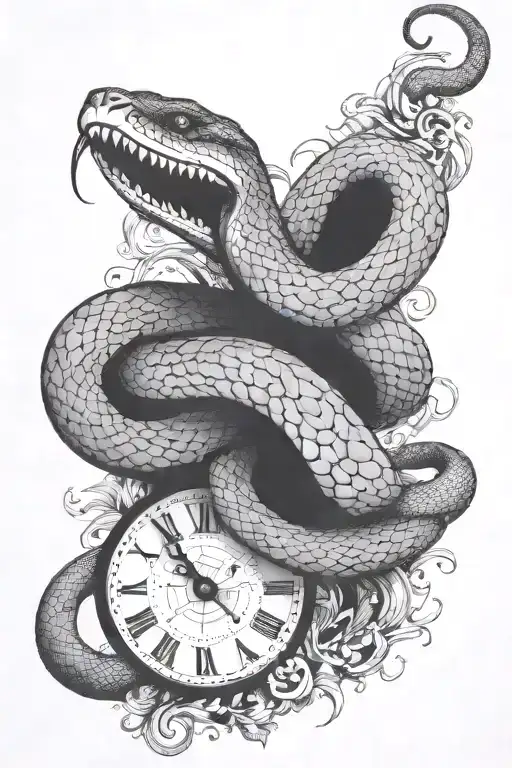 Snake Devouring The Clock