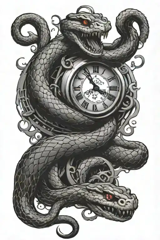 Snake Devouring The Clock