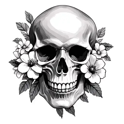 Skull And Flowers