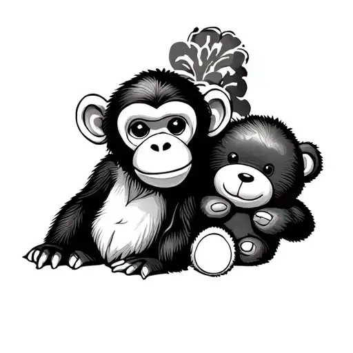 Monkey And Teddy Bear