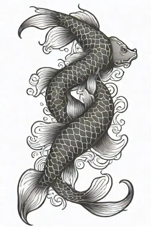 2 Koi Fish In The Shape Of A Cancer Zodiac Sign For A Back