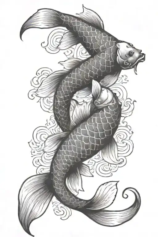 2 Koi Fish In The Shape Of A Cancer Zodiac Sign For A Back