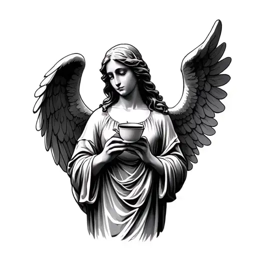 I Want A Image Of An Angel Holding A Cup