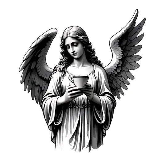 I Want A Image Of An Angel Holding A Cup