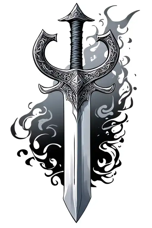 Single Unique Viking Sword Without Background