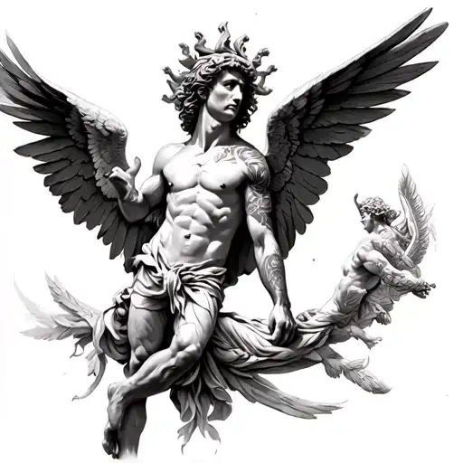 Full Leg Sleeve Of Icarus And Greek Mythology