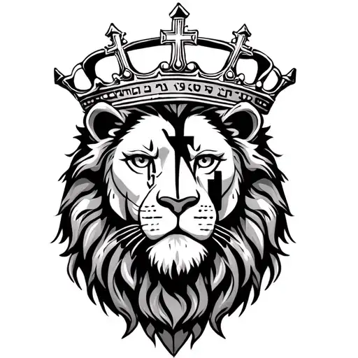 Lion Of Judah With King's Crown And Cross-shaped Scar Over His Eye