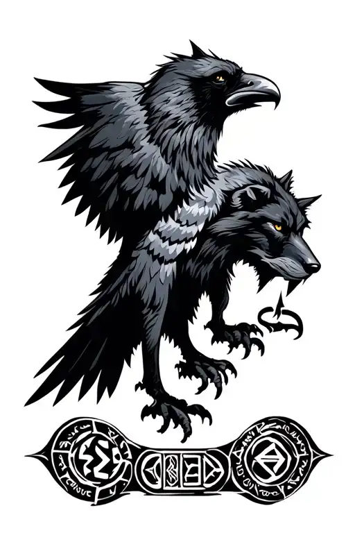 Odin Ravens Wolf Germanic Runes