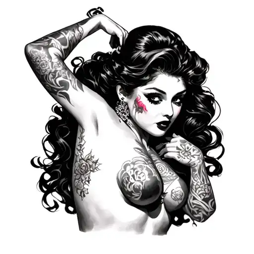 Pin Up Full Body With Dark Art