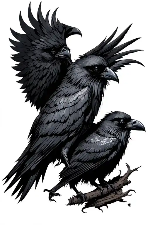 Odin's Raven Hugin And Munin