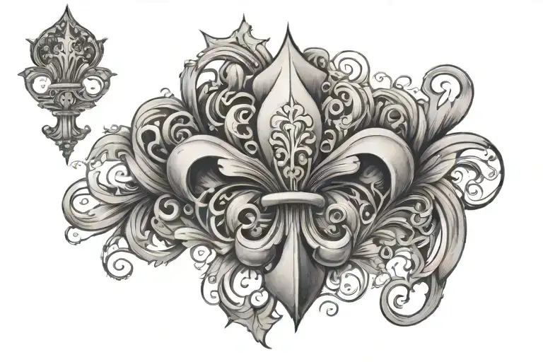 A Fleur-de-lis In The Center Surrounded By Elements Of Port Arthur Texas And San Diego California