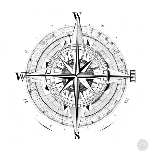 Compass With Map Of World
