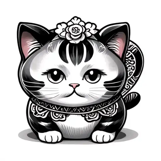 Lucky Cat Chubby 2D Black