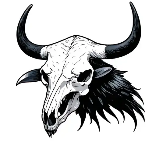 Raven And Bull Skull