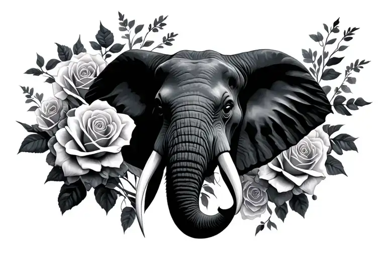 Roses And An Elephant Head