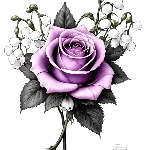 Lily Of The Valley Purple Rose Pink Ribbon